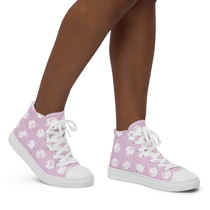 Women’s White Polka Dot Pink High Top Canvas Shoes