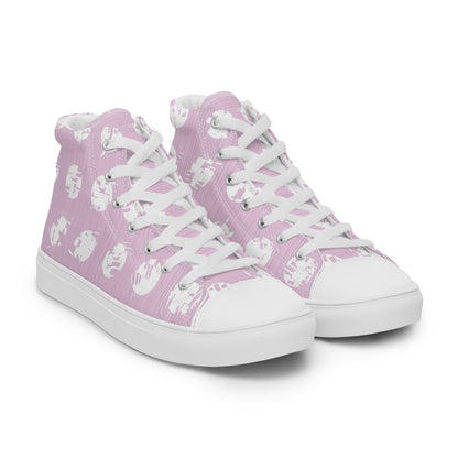 Women’s White Polka Dot Pink High Top Canvas Shoes