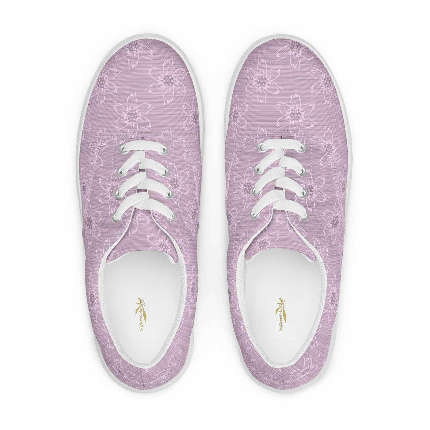 Women’s Light Pink Floral Lace-Up Canvas Shoes