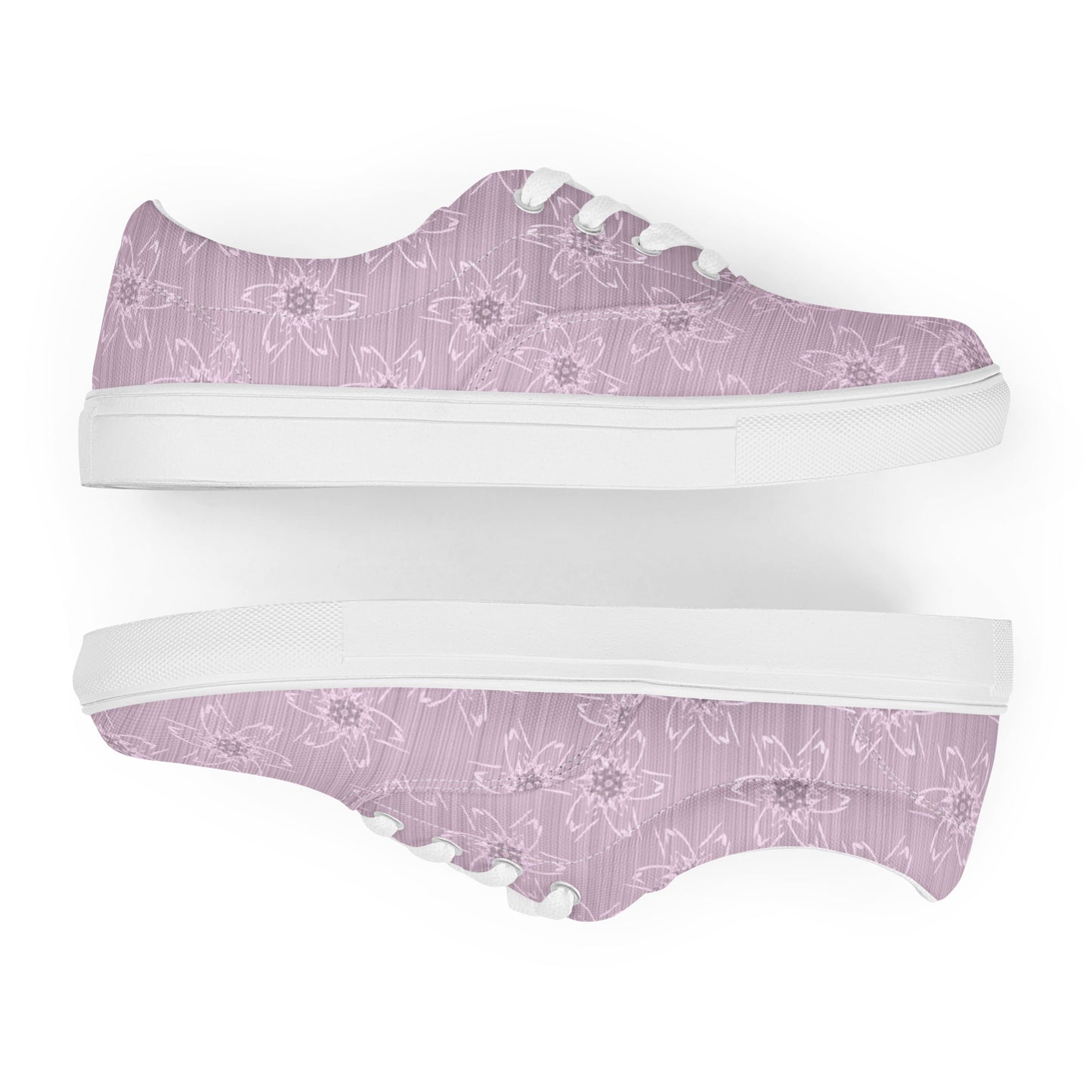 Women’s Light Pink Floral Lace-Up Canvas Shoes