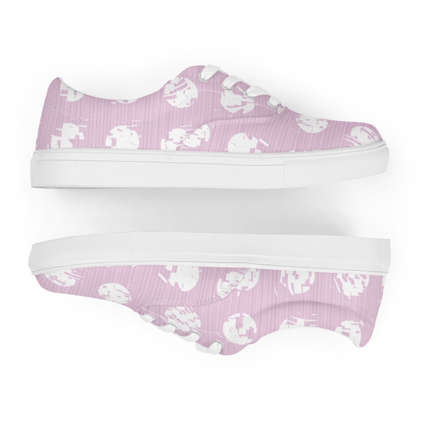 Women’s White Polka Dot Pink Lace-Up Canvas Shoes