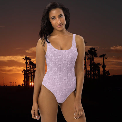 Women's Light Pink Floral One-Piece Swimsuit