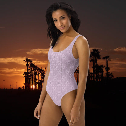 Women's Light Pink Floral One-Piece Swimsuit