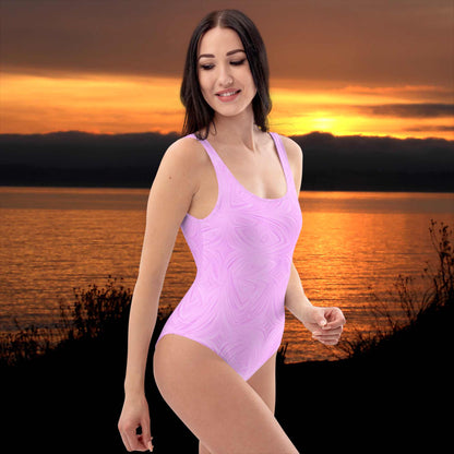 One-Piece Swimsuit Pink Tie-Dye