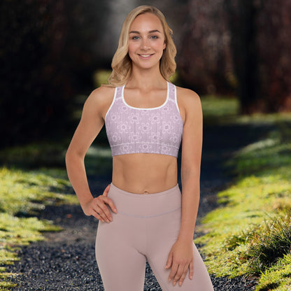 Women's Light Pink Floral Padded Sports Bra