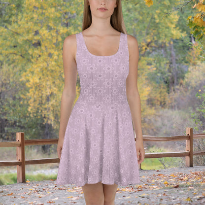 Women's Light Pink Floral Skater Dress