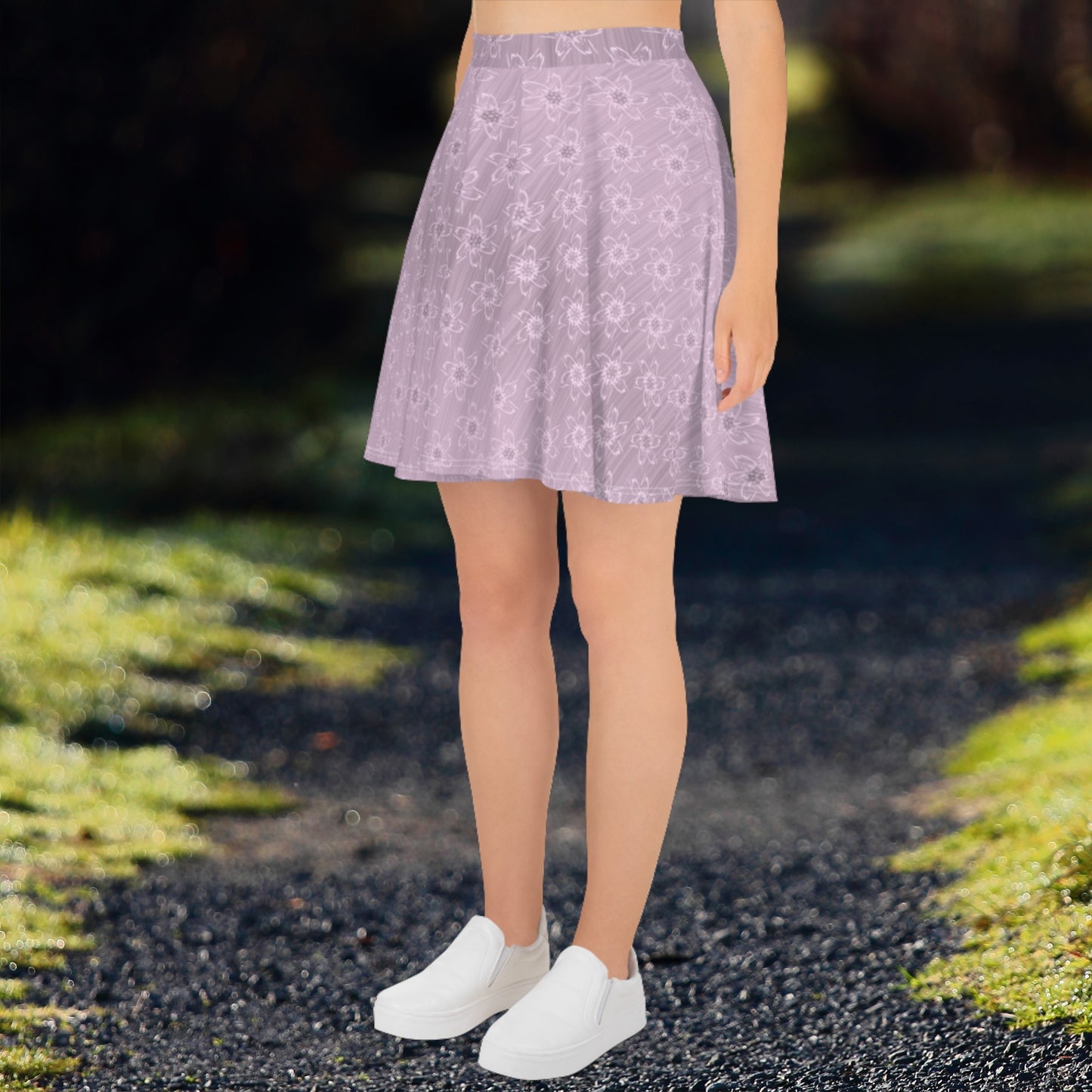 Women's Light Pink Floral Skater Skirt