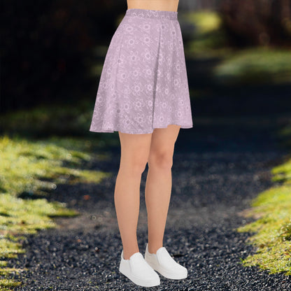 Women's Light Pink Floral Skater Skirt