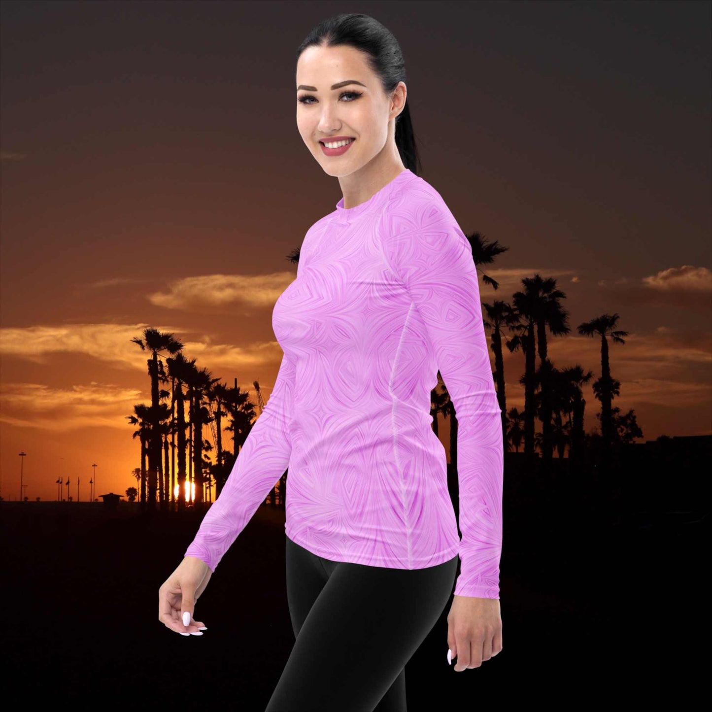 Women's Rash Guard Pink Tie-Dye