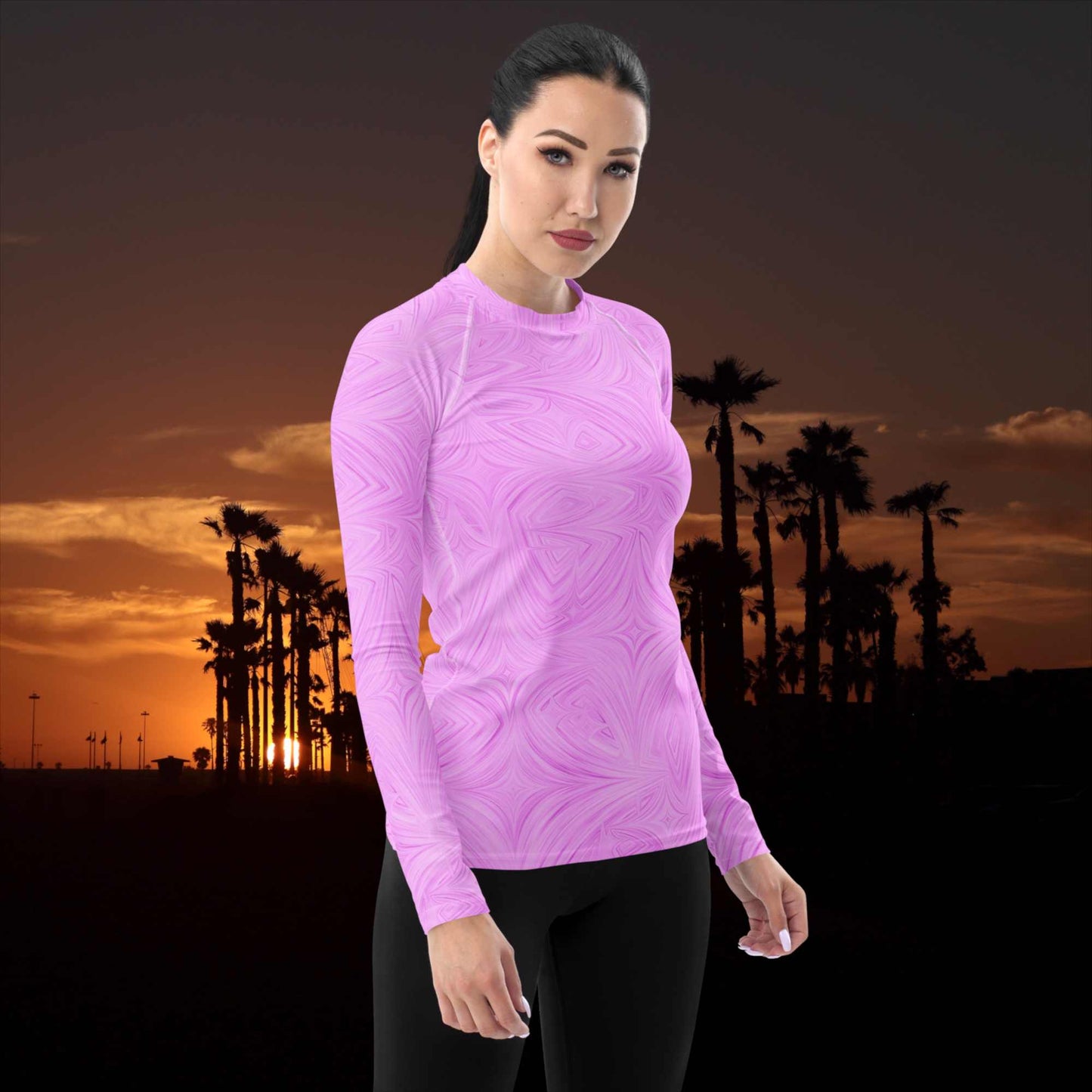 Women's Rash Guard Pink Tie-Dye