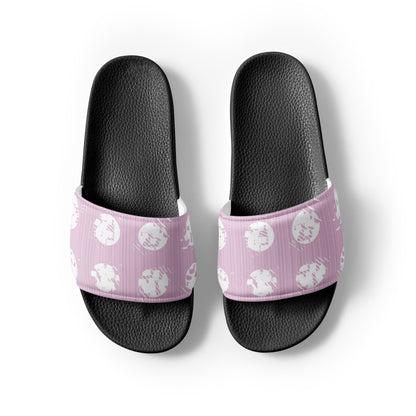 Women's White Polka Dot Pink Slides