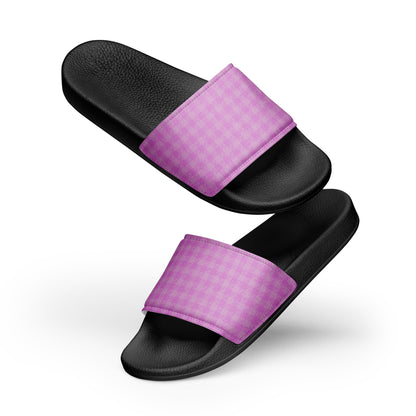 Women's Slides Pink Houndstooth-Gingham Mix