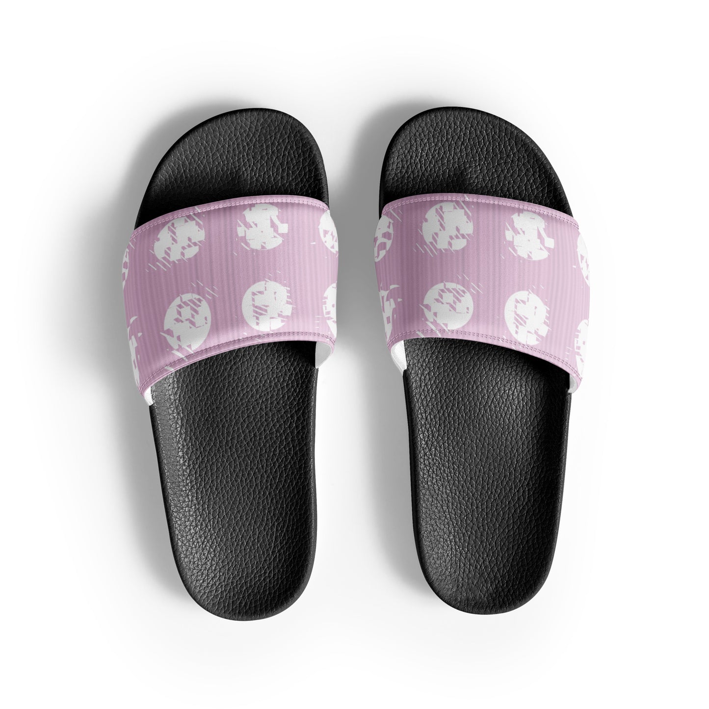 Women's White Polka Dot Pink Slides