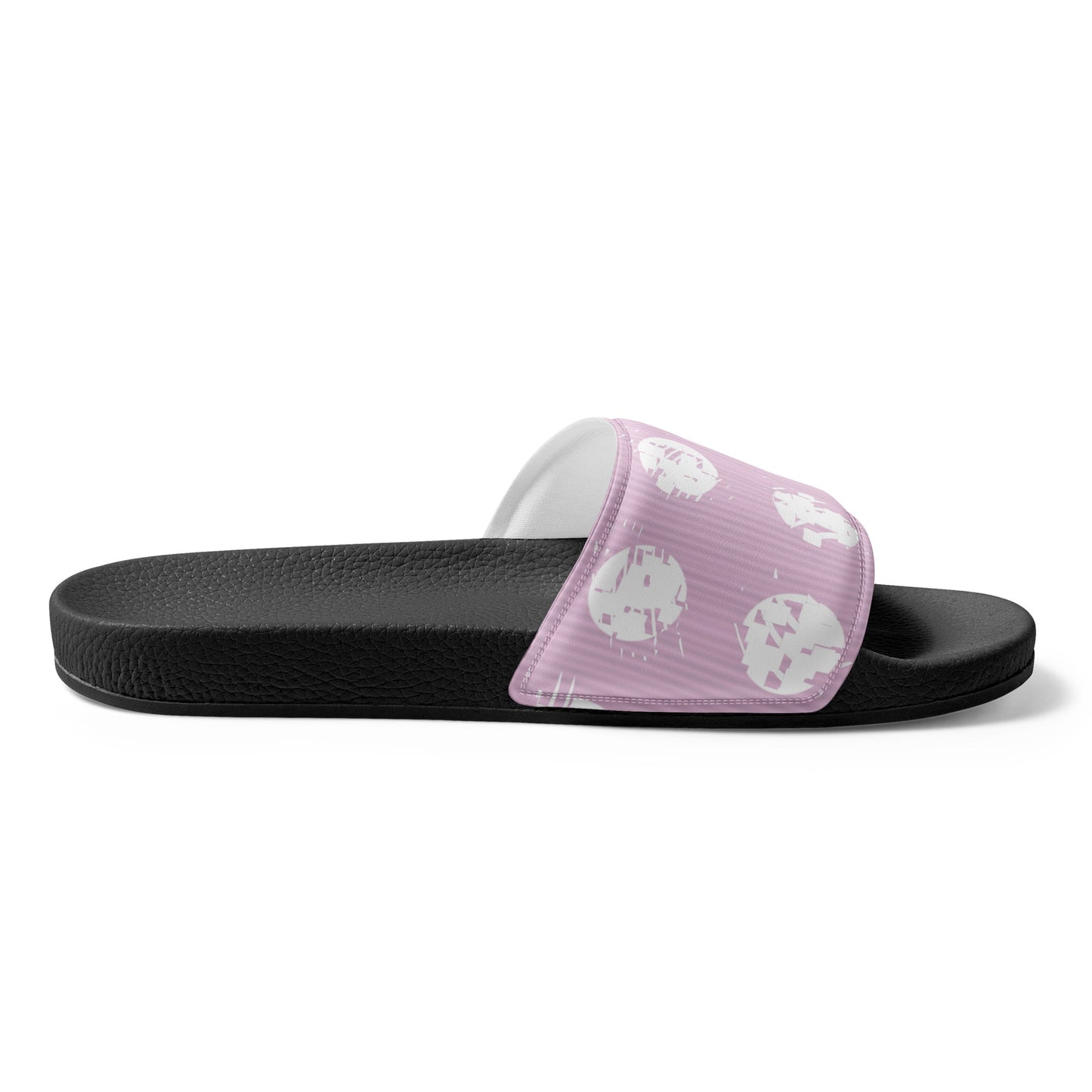 Women's White Polka Dot Pink Slides