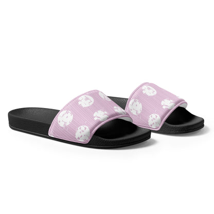 Women's White Polka Dot Pink Slides