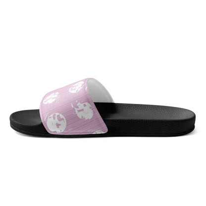 Women's White Polka Dot Pink Slides