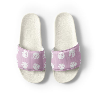 Women's White Polka Dot Pink Slides