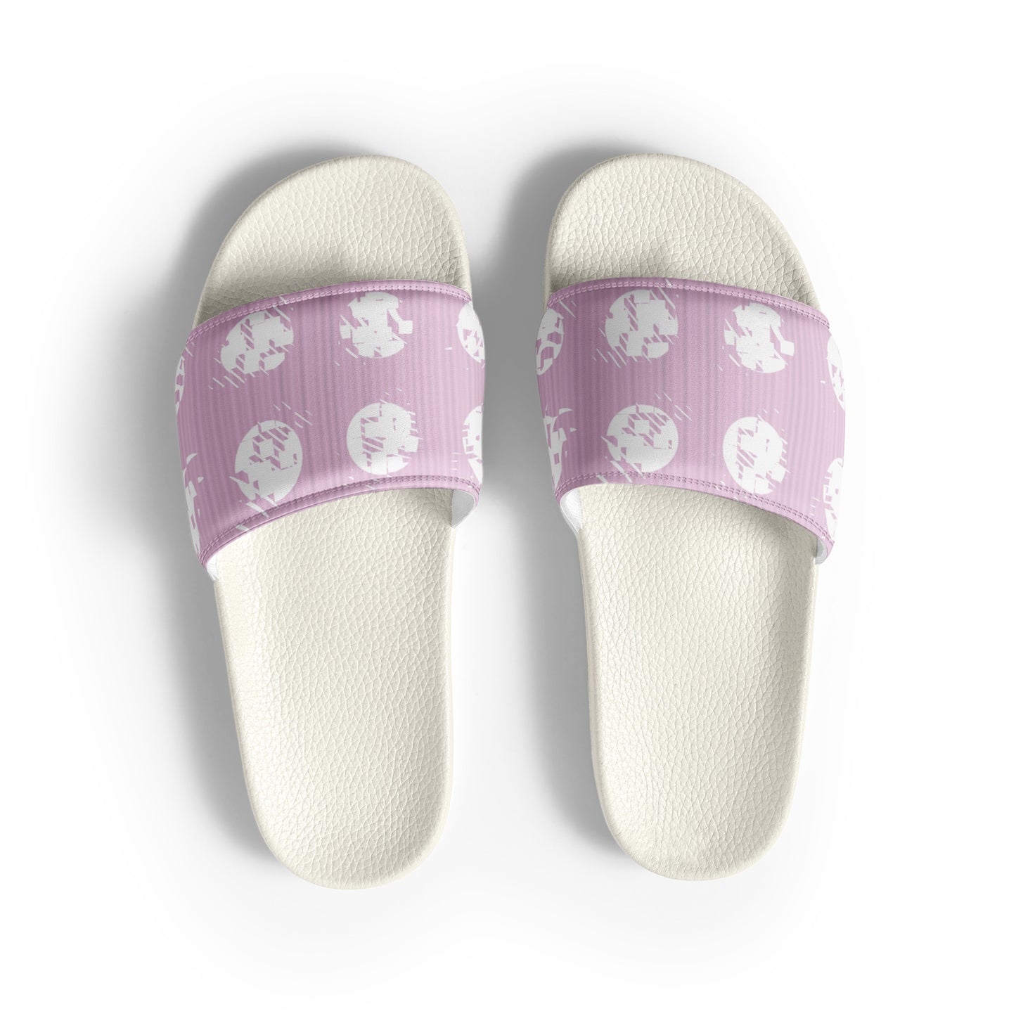 Women's White Polka Dot Pink Slides