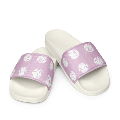 Women's White Polka Dot Pink Slides