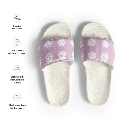 Women's White Polka Dot Pink Slides