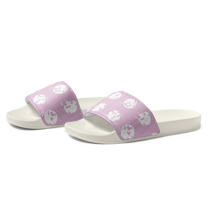 Women's White Polka Dot Pink Slides