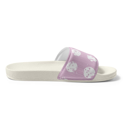 Women's White Polka Dot Pink Slides