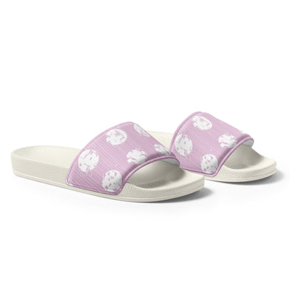 Women's White Polka Dot Pink Slides