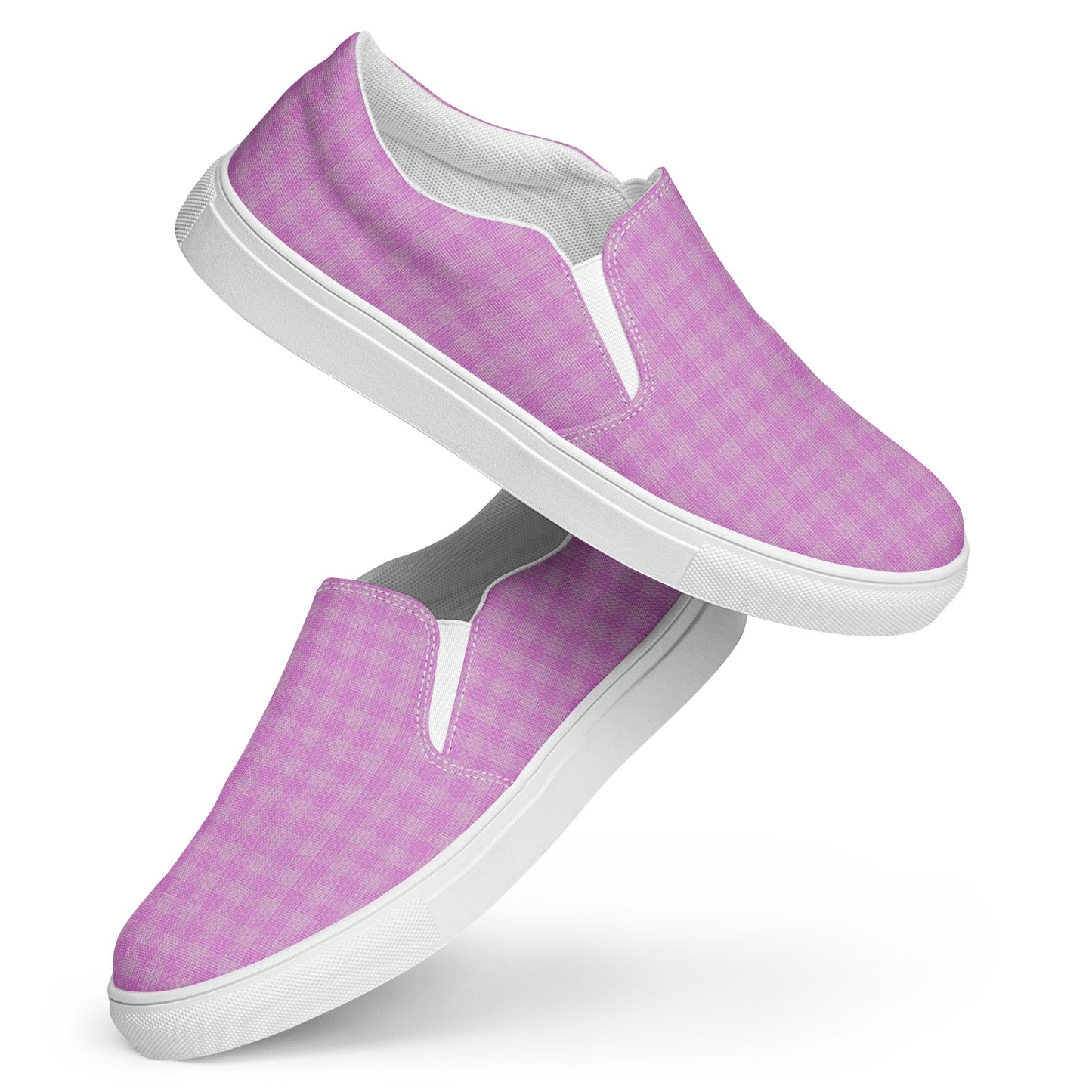 Women’s Slip-On Canvas Shoes Pink Houndstooth-Gingham Mix