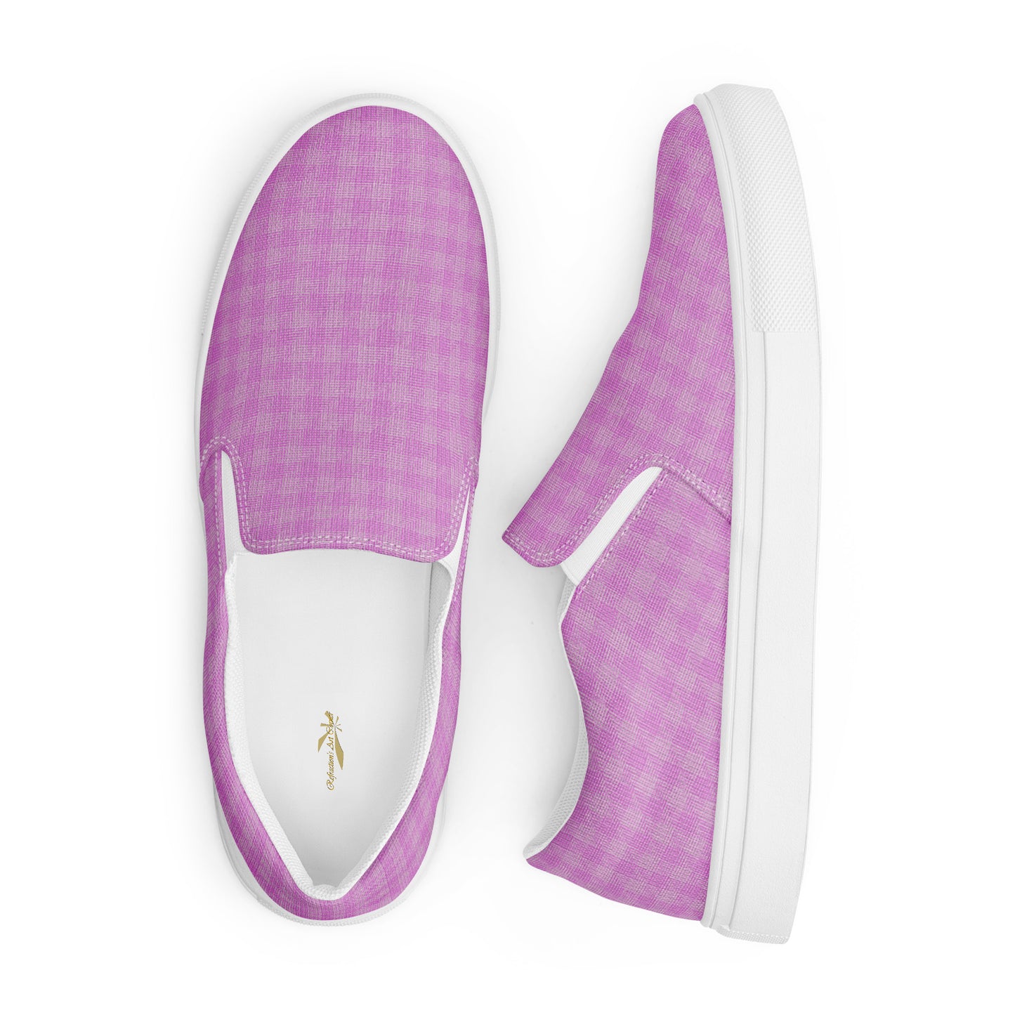 Women’s Slip-On Canvas Shoes Pink Houndstooth-Gingham Mix