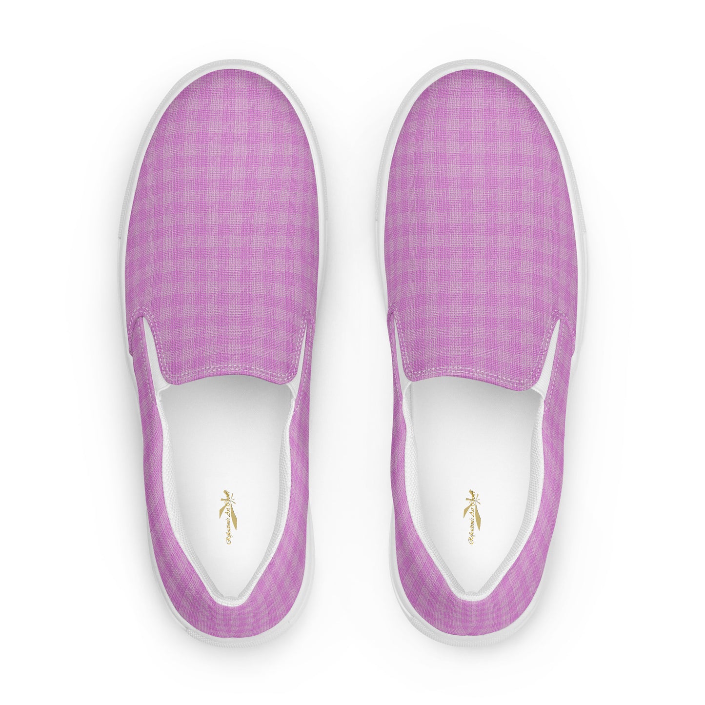 Women’s Slip-On Canvas Shoes Pink Houndstooth-Gingham Mix