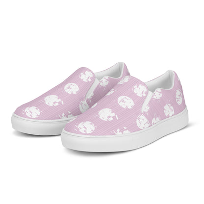 Women’s White Polka Dot Pink Slip-On Canvas Shoes