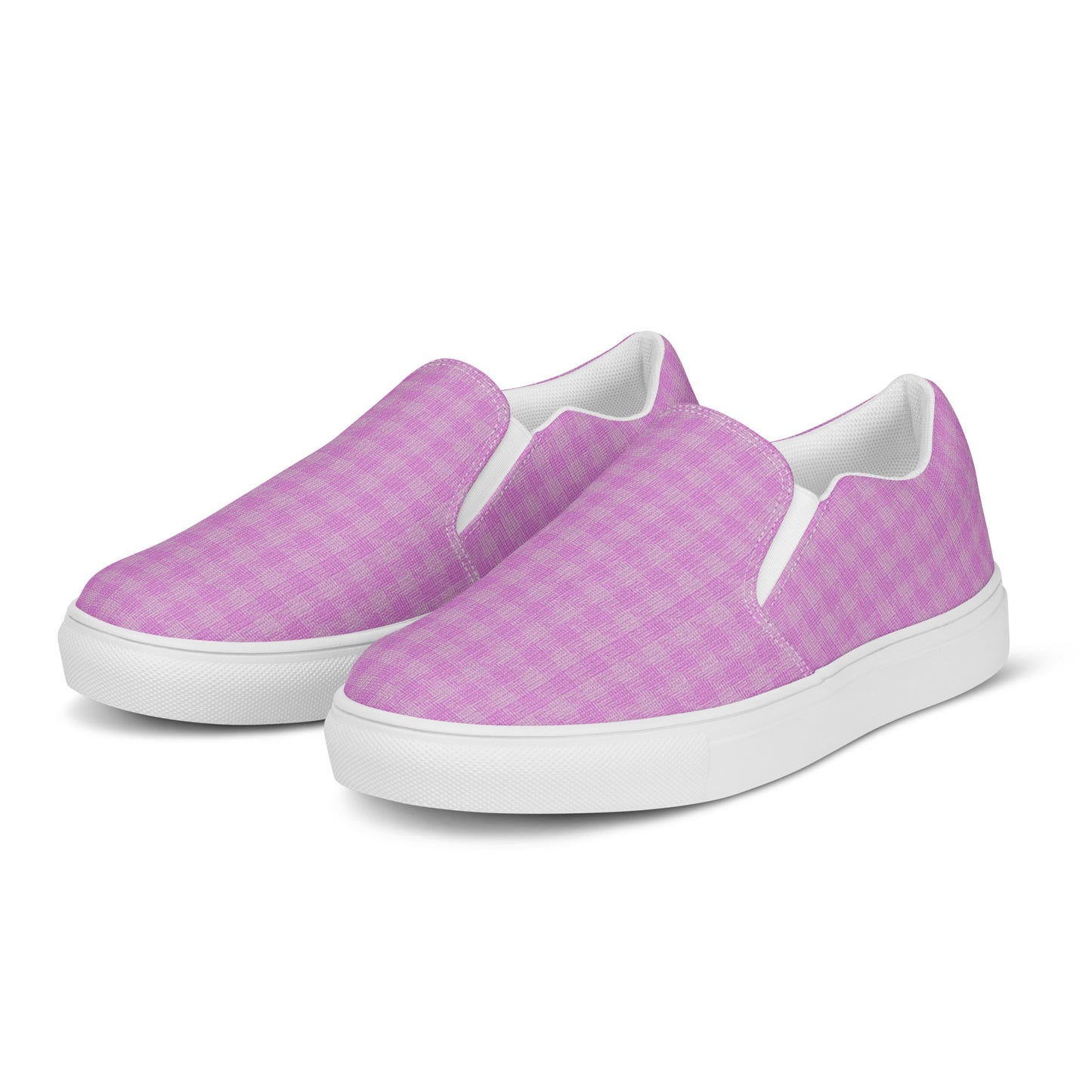 Women’s Slip-On Canvas Shoes Pink Houndstooth-Gingham Mix