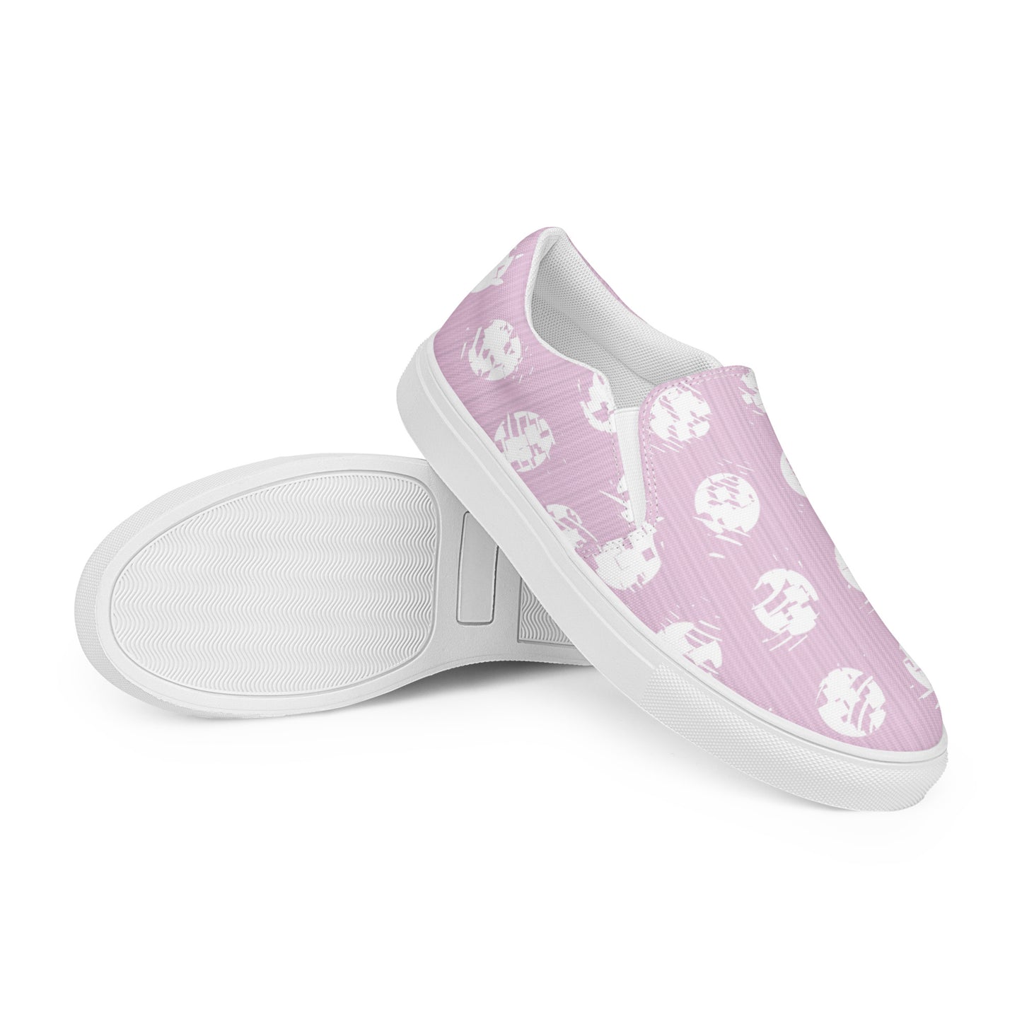 Women’s White Polka Dot Pink Slip-On Canvas Shoes