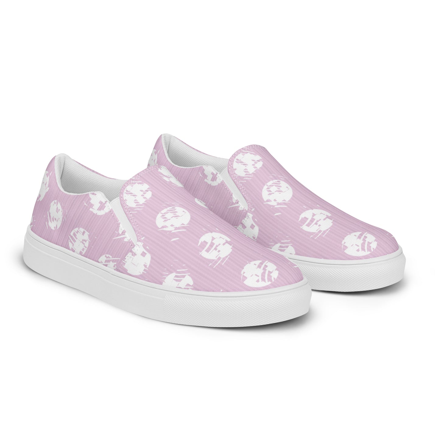 Women’s White Polka Dot Pink Slip-On Canvas Shoes