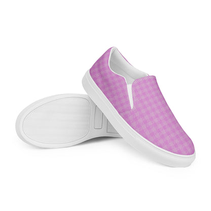 Women’s Slip-On Canvas Shoes Pink Houndstooth-Gingham Mix