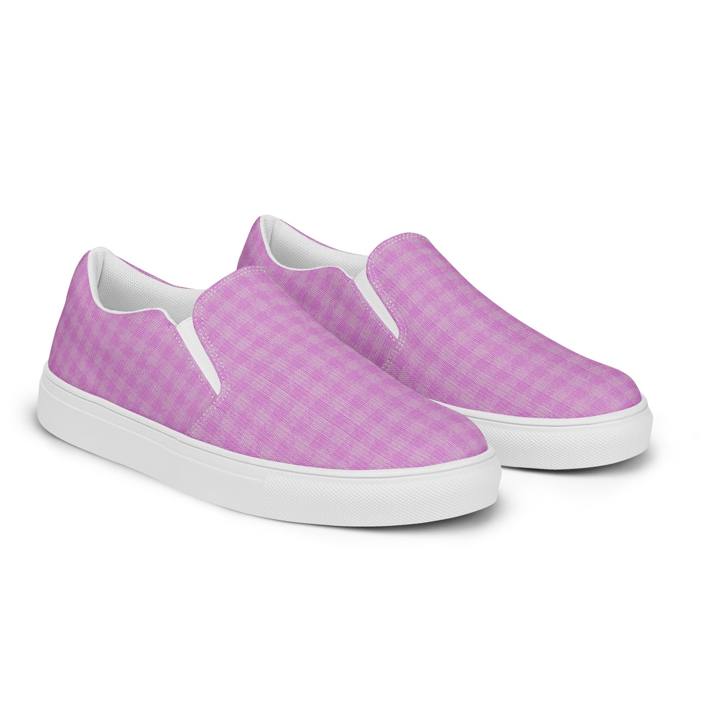 Women’s Slip-On Canvas Shoes Pink Houndstooth-Gingham Mix