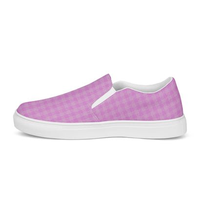 Women’s Slip-On Canvas Shoes Pink Houndstooth-Gingham Mix