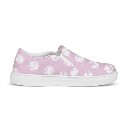 Women’s White Polka Dot Pink Slip-On Canvas Shoes