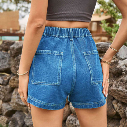 High-Waist Denim Shorts with Pockets