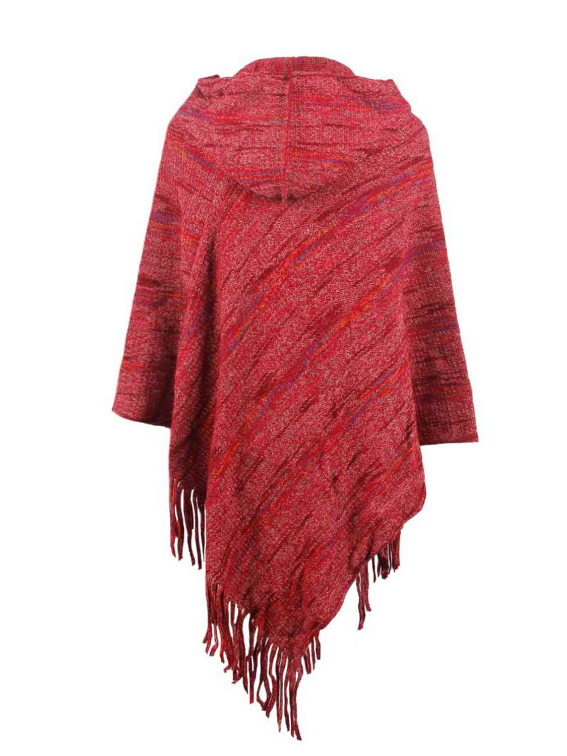 Fringe Hem Hooded Poncho