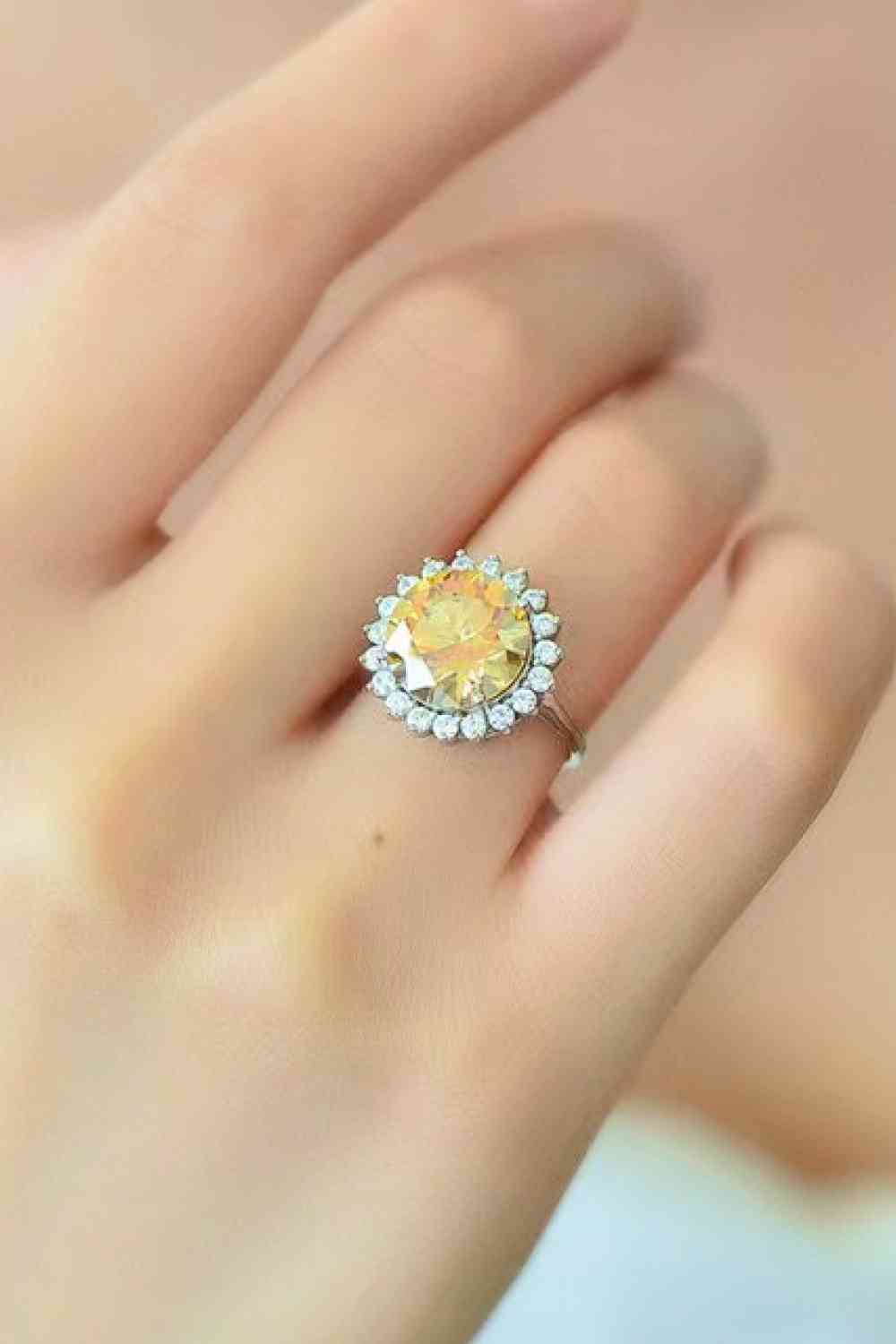 925 Sterling Silver 2 Carat Moissanite Sunflower Ring