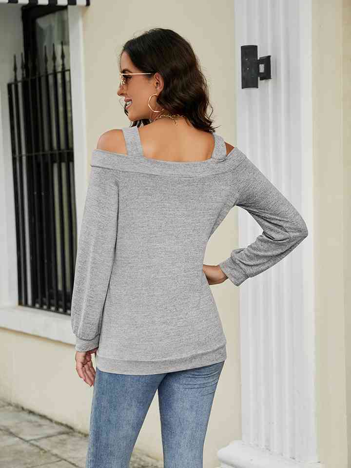 Cold Shoulder Cutout Square Neck Blouse