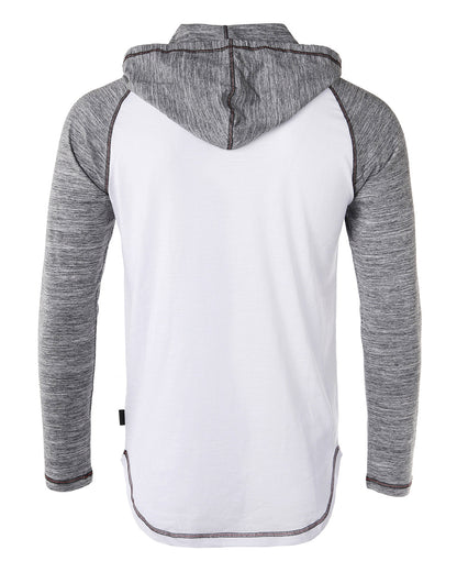 Long Sleeve Raglan Henley Round Bottom Hood T-Shirts