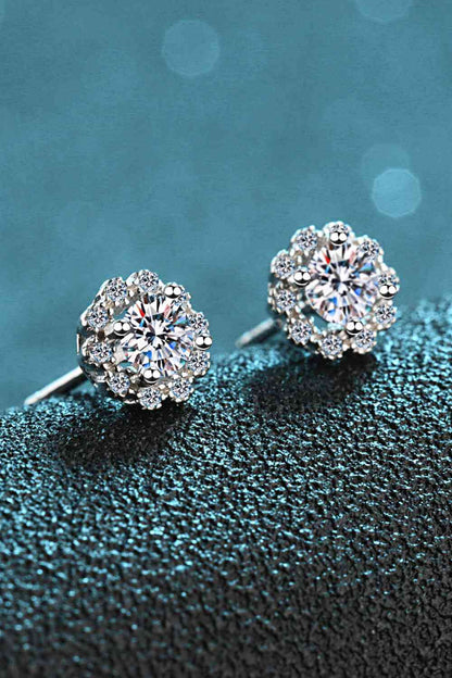 Moissanite Floral-Shaped Stud Earrings