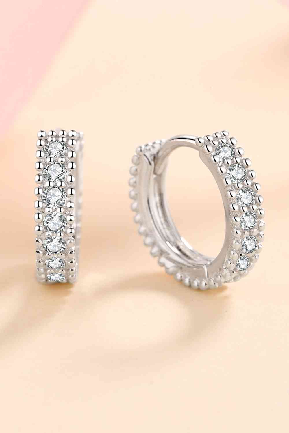 925 Sterling Silver Inlaid Moissanite Huggie Earrings