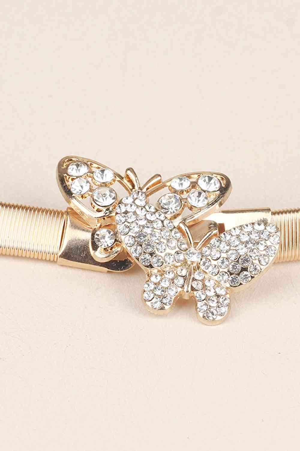 Rhinestone Butterfly Elastic Metal Belt