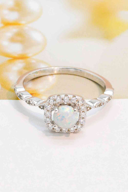 925 Sterling Silver Inlaid Opal Ring