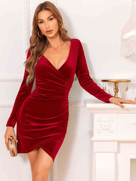 Long Sleeve Tulip Hem Dress