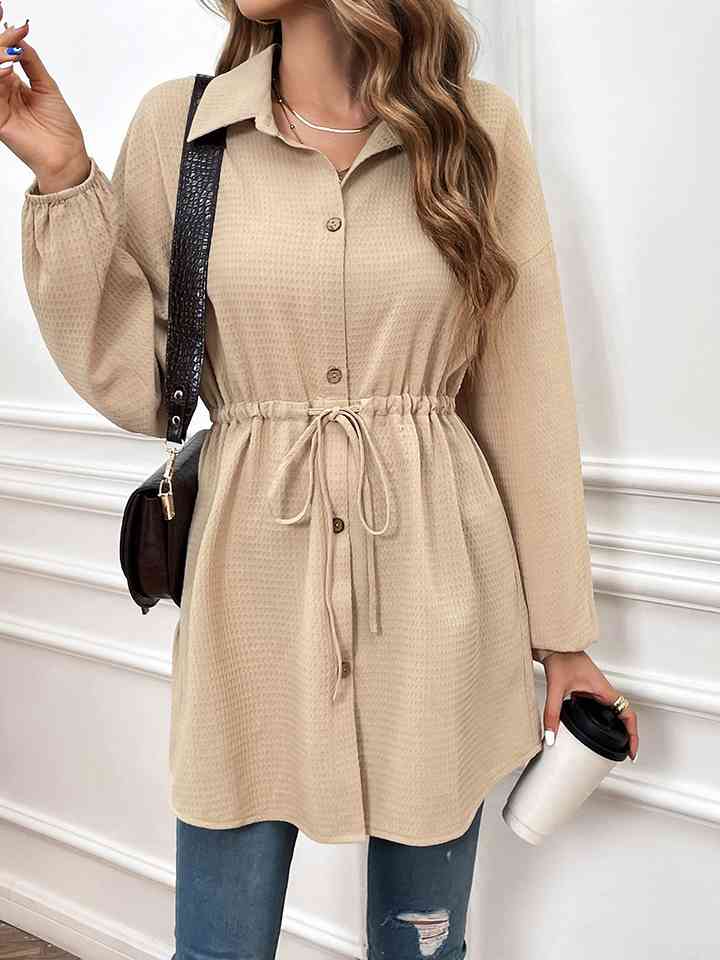 Drawstring Waist Dropped Shoulder Shirt