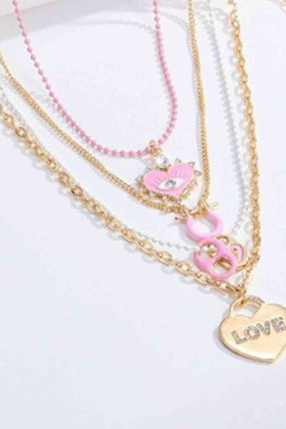 4-Piece Zinc Alloy Pendant Necklace